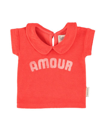 PIUPIUCHICK BABY | t'shirt w/ peter pan collar| red w/ "amour" print