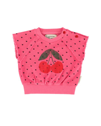 PIUPIUCHICK | sleeveless sweatshirt |pink w/ cherry print