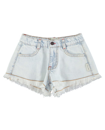 PIUPIUCHICK | shorts w/ fringes | washed light blue denim