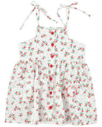 PIUPIUCHICK | short dress | ecru w/ red flowers allover