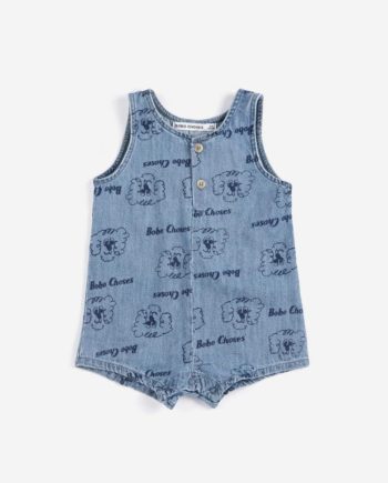 BOBO CHOSES BABY | Pickles The Dog all over denim playsuit