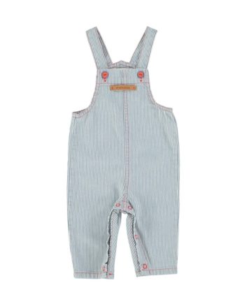 PIUPIUCHICK BABY | Piupiuchick Ecru W/ Indigo Stripes Baby Dungarees