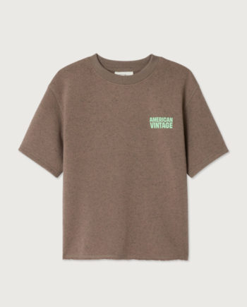 AMERICAN VINTAGE | SWEAT-SHIRT EVONA MARRON SURTEINT manches courtes