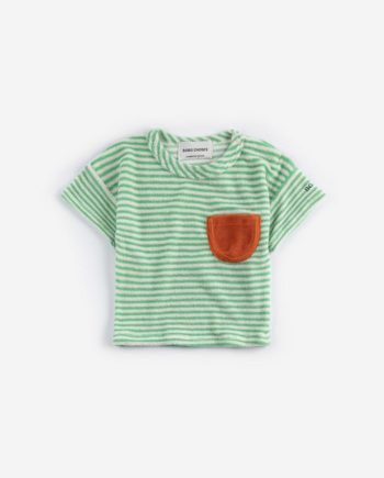 BOBO CHOSES BABY | Green Stripes terry cloth Tshirt