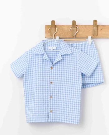 UNDERMONKEYS | Vichy Short-Sleeved Pyjamas BLUE