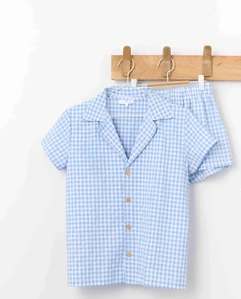 UNDERMONKEYS | Pyjama deux pièces pour femme VICHY BLUE