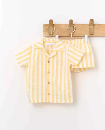 UNDERMONKEYS | Yellow Striped Short-Sleeved Pajamas