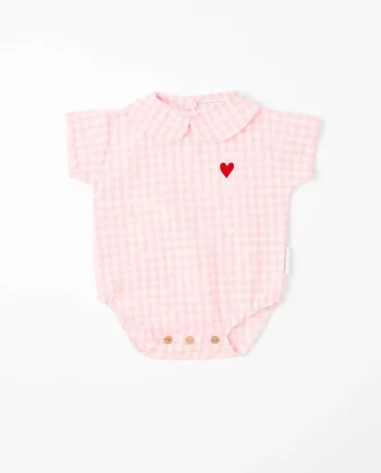 UNDERMONKEYS | Short-Sleeved Baby Romper in Vichy Check
