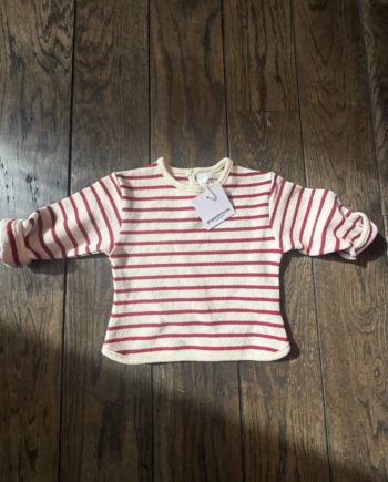 PEQUEÑO TOCON | Top sweat stripes écru et rouge 1082