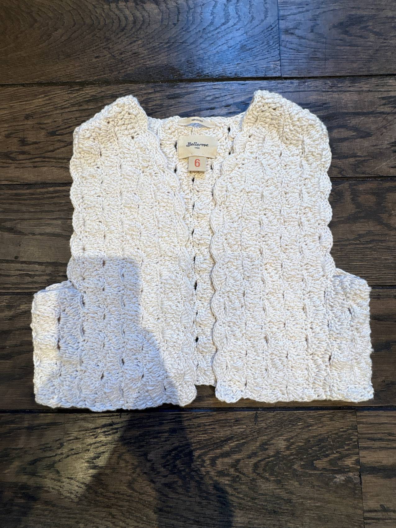 SECOND LIFE | BELLEROSE gilet en crochet écru 6 ans