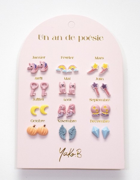 YUKO B | Pack de 12 Boucles d’oreilles - Féerique