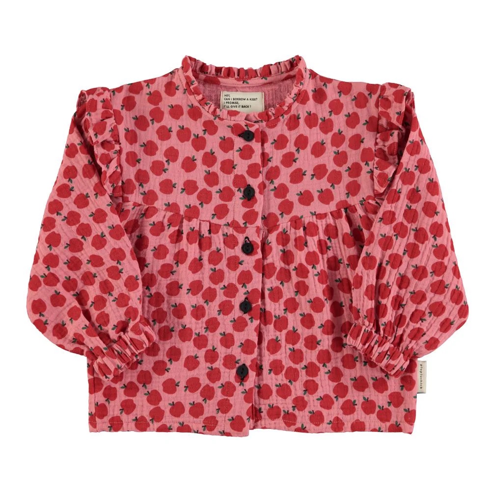 PIUPIUCHICK | Blouse Frills Light Pink/Red Apples 6 ans