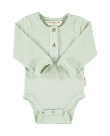 PIUPIUCHICK BABY | long sleeve bodysuit | mint green w/ multicolor juice box print