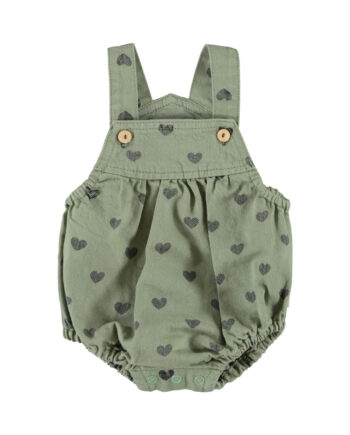 PIUPIUCHICK BABY | baby romper | green w/ black hearts