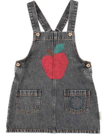 PIUPIUCHICK | short dress w/ straps | washed black denim w/ apple print