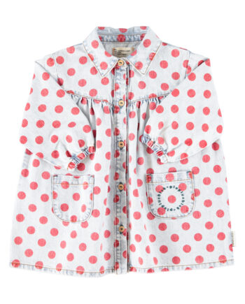 PIUPIUCHICK | short dress | light blue denim w/ red dots