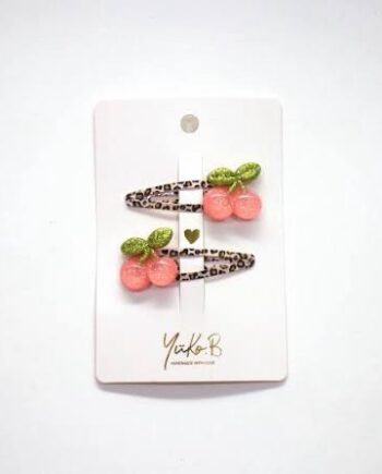 YUKO B | Barrettes cerise léopard