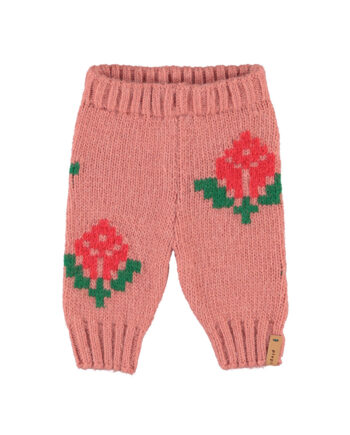 PIUPIUCHICK BABY | Knitted baby leggings | old pink w/ flowers