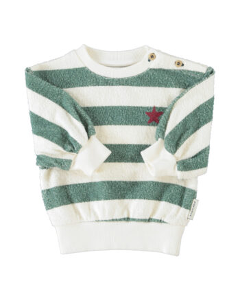 PIUPIUCHICK BABY | sweatshirt | ecru & green stripes w/ "piupiuchick" print