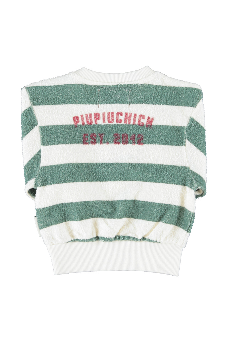 PIUPIUCHICK BABY | sweatshirt | ecru & green stripes w/ "piupiuchick" print