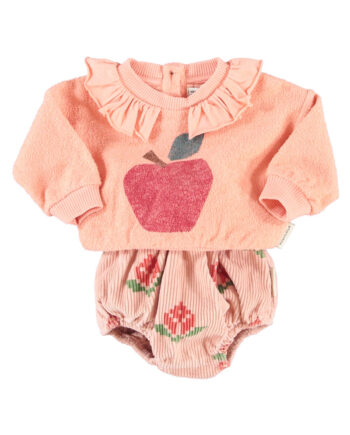 PIUPIUCHICK BABY | sweatshirt w/ collar | pink w/ apple print