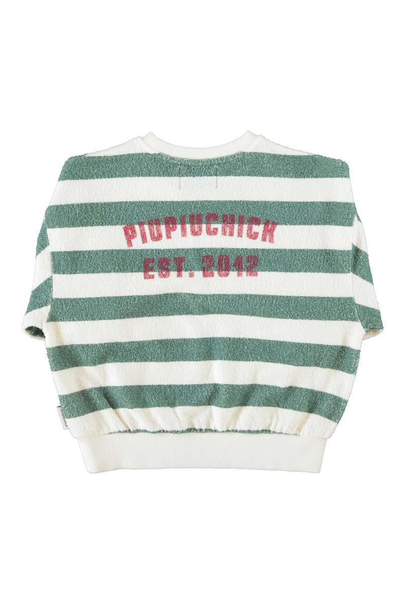 PIUPIUCHICK | sweatshirt | ecru & green stripes w/ "piupiuchick" print