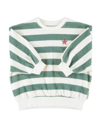 PIUPIUCHICK | sweatshirt | ecru & green stripes w/ "piupiuchick" print
