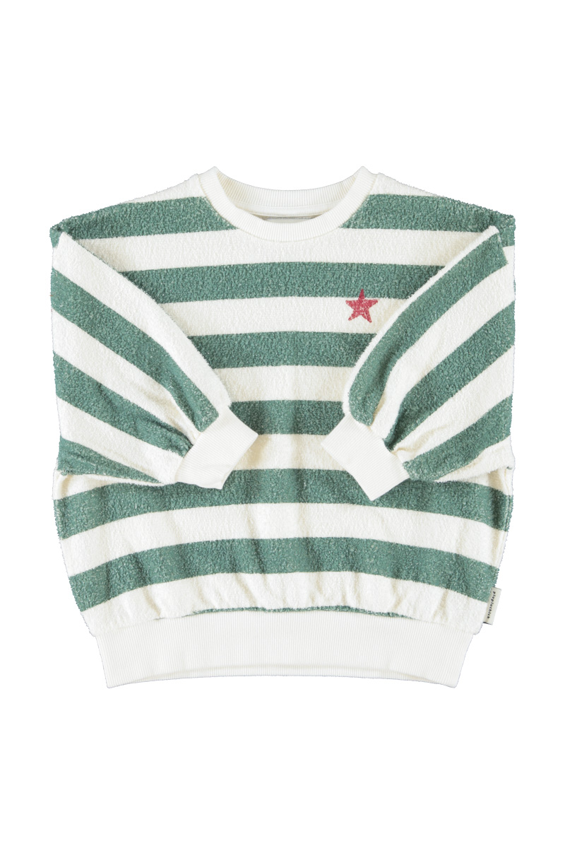 PIUPIUCHICK | sweatshirt | ecru & green stripes w/ "piupiuchick" print