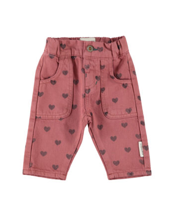 PIUPIUCHICK BABY | baby trousers | pink w/ black hearts