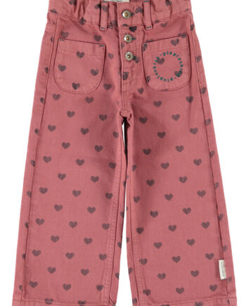 PIUPIUCHICK | flare trousers | pink w/ black hearts