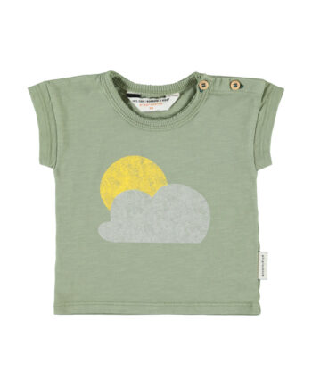 PIUPIUCHICK BABY | t'shirt | olive green w/ sun & cloud print