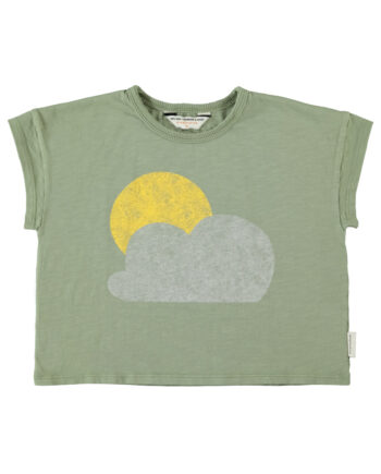 PIUPIUCHICK | t'shirt | olive green w/ sun & cloud print