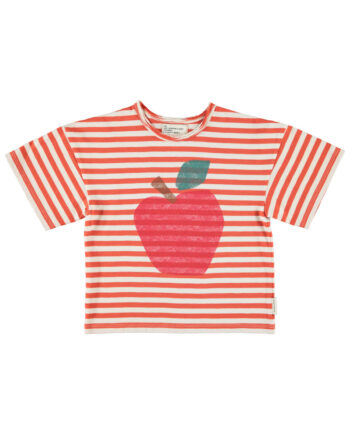 PIUPIUCHICK | oversize t'shirt | red & ecru stripes w/ apple print