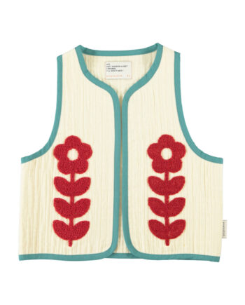 PIUPIUCHICK |  waistcoat | ecru w/ embroidered red flowers