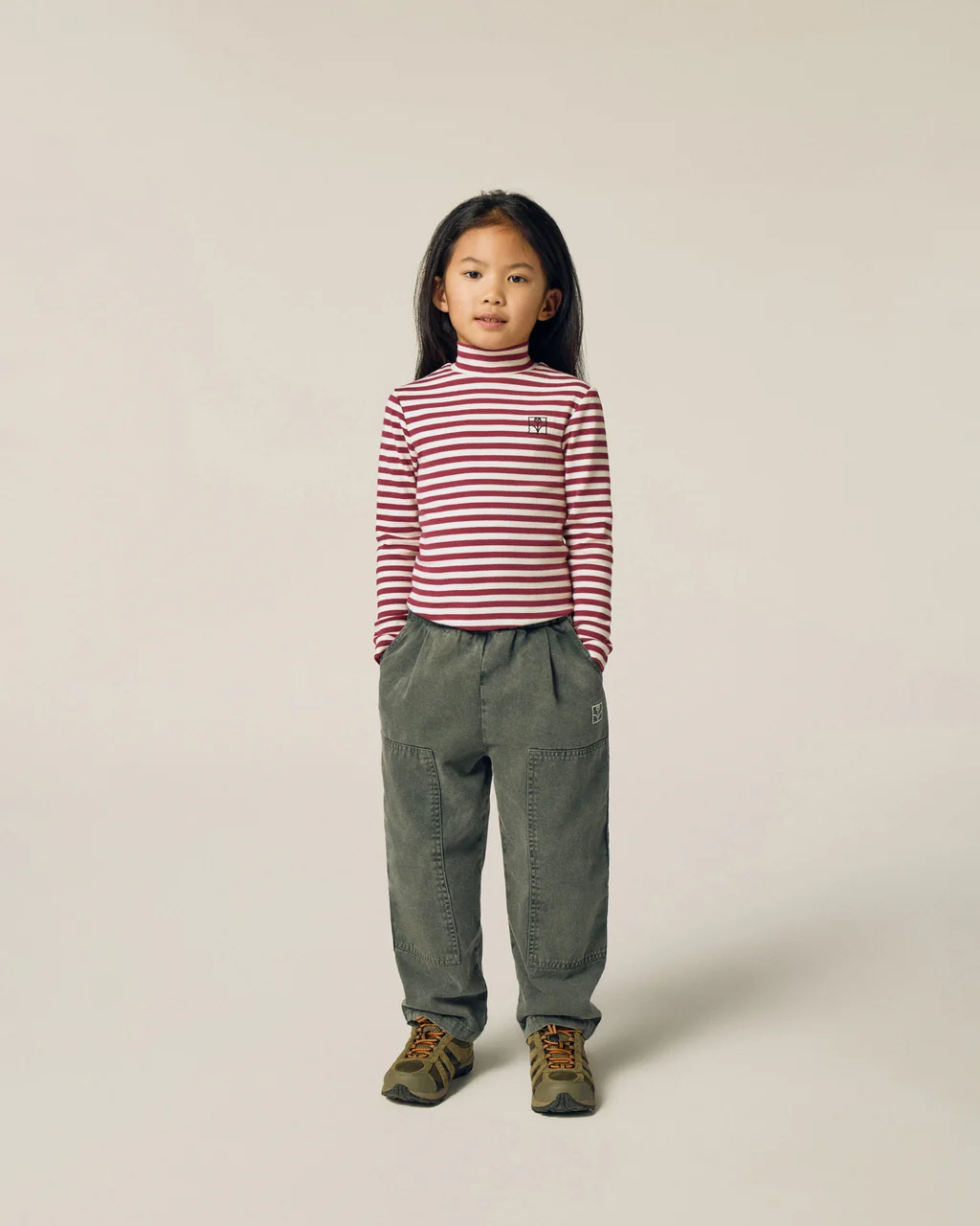 THE CAMPAMENTO | Burgundy Stripes Turtle Neck Tshirt