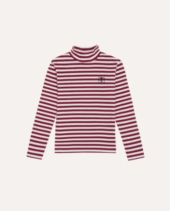 THE CAMPAMENTO | Burgundy Stripes Turtle Neck Tshirt