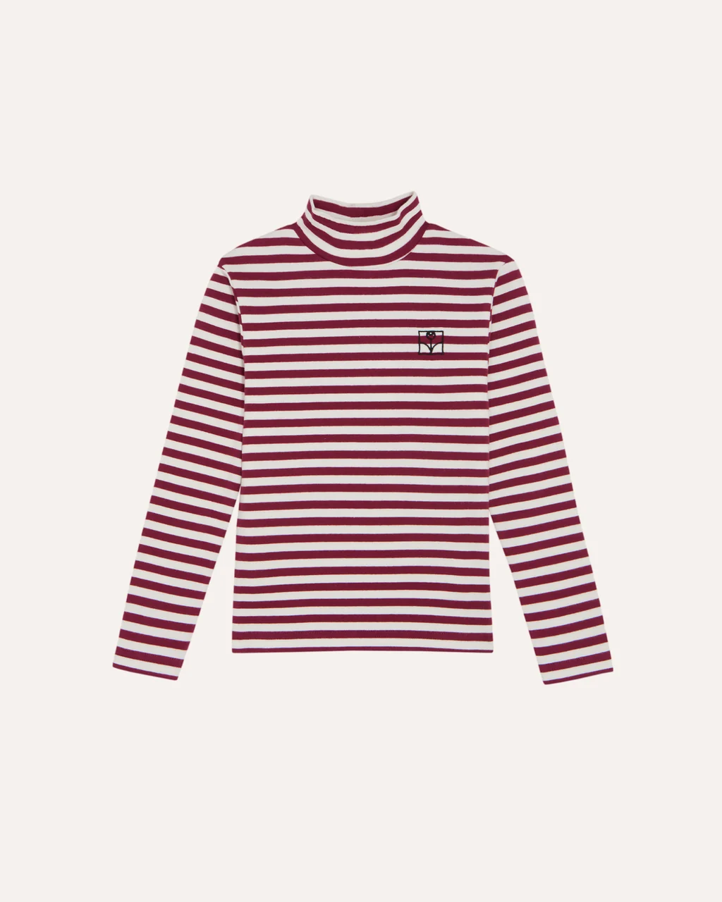 THE CAMPAMENTO | Burgundy Stripes Turtle Neck Tshirt