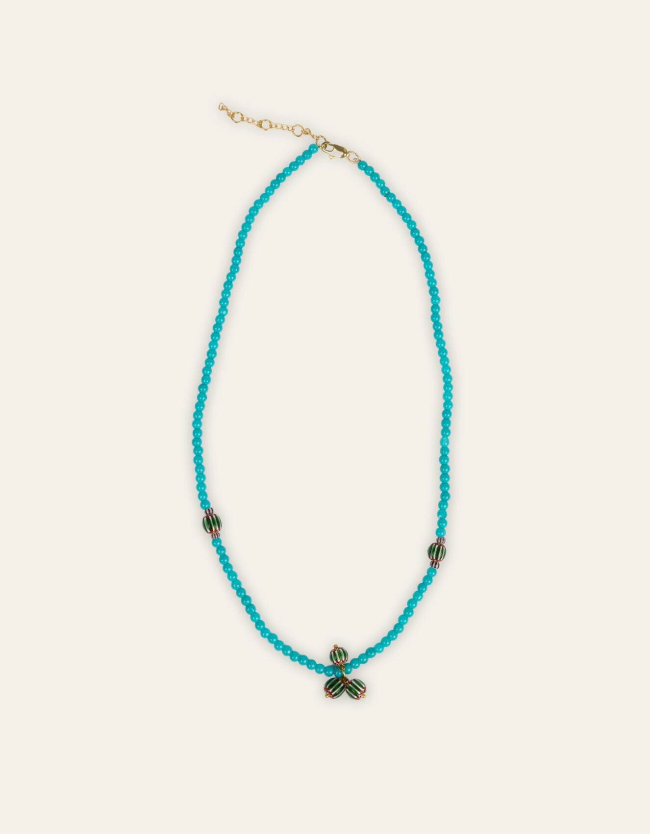 OILILY | Glass Beaded Charm Necklace- Green - Samba
