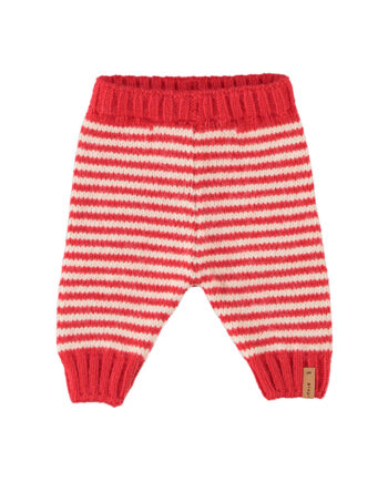 PIUPIUCHICK BABY | knitted baby leggings | ecru & red stipes