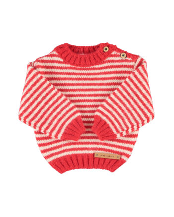 PIUPIUCHICK BABY | knitted sweater | ecru & red stripes