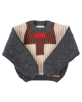 PIUPIUCHICK | knitted sweater | dark grey w/  multicolor geometric