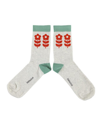 PIUPIUCHICK | socks | light grey w/ red flowers