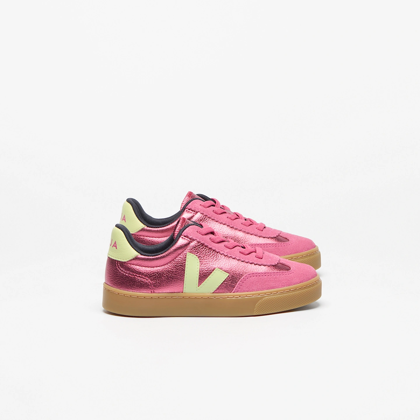 VEJA | VOLLEY ELASTIC LACES LEATHER AZALEA LIMO