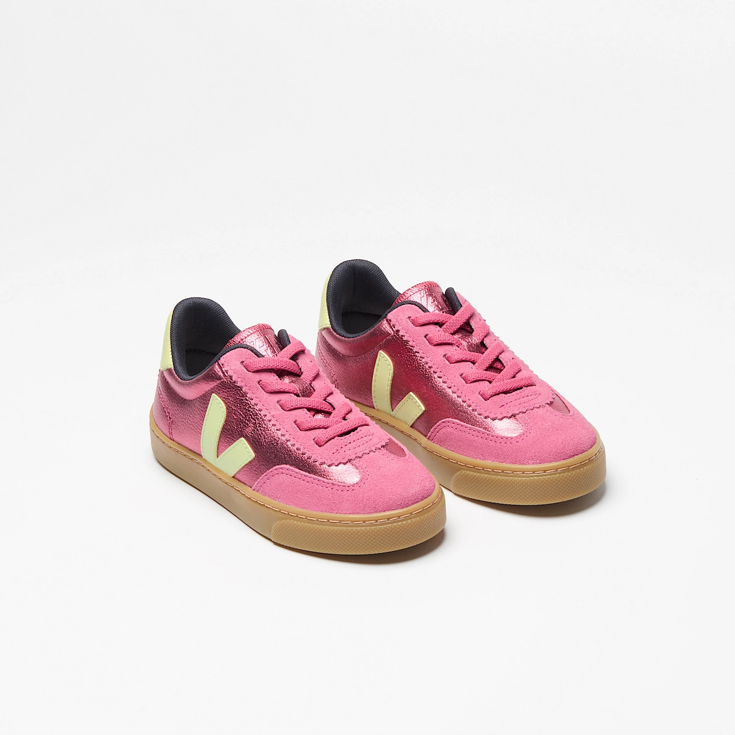 VEJA | VOLLEY ELASTIC LACES LEATHER AZALEA LIMO