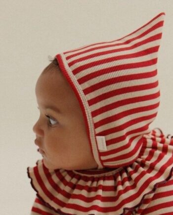 CLAUDE | Pixie Crimson Stripe Bonnet