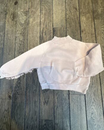 SECOND LIFE | Bellerose Sweat-shirt col montant rose clair poche centrale franges sous la manche 8 ans