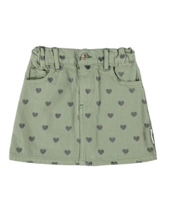 PIUPIUCHICK | short Skirt | olive green w/ black hearts