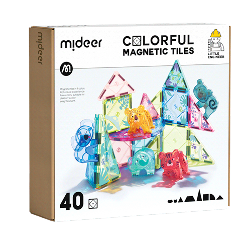 MIDEER | TUILES MAGNÉTIQUES COLORÉES - 40PCS